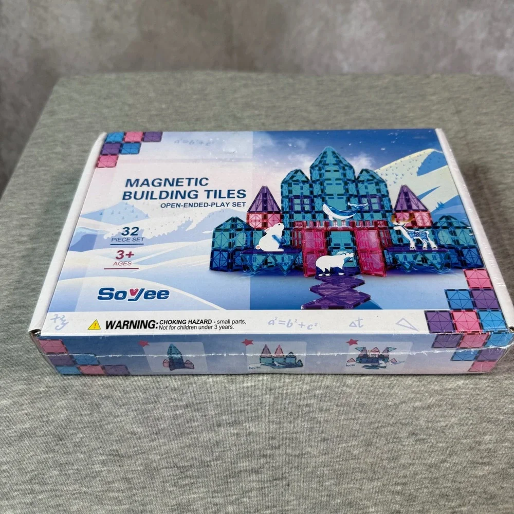 Soyee Magnetic Building Tiles Kids 32pc Blue Pink Frozen Arctic STEM Toy Winter